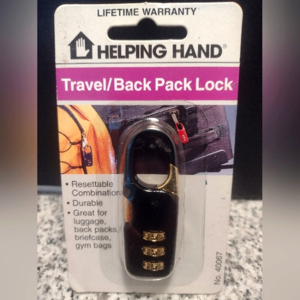 Back Pack/Travel Lock. Combination Lock By Helping Hand. New In Sealed Package.
